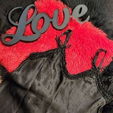 Oscar de la Renta Pink Label Vintage Designer Black Satin Slip Dress Women's M