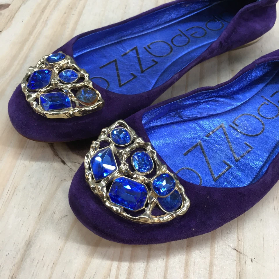 Zapatos Apepazza Mujer 6M Simba Ballet Piedras Planas Sin Cordones Cómodos Cuero Púrpura Foto 4 de 4