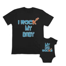 Music Dad and Baby Matching Outfits Clothes I Rock My Baby Guitar - My Dad Rocks