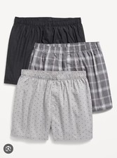 Old Navy Men  s 3-Pack Soft-Washed Boxer Shorts 3.75  Inseam Gray Blk Size Small
