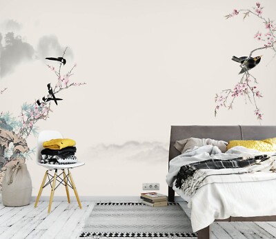 3D Flower Branch Swallow O1646 Wallpaper Wall Murals Removable Wallpaper Sticker