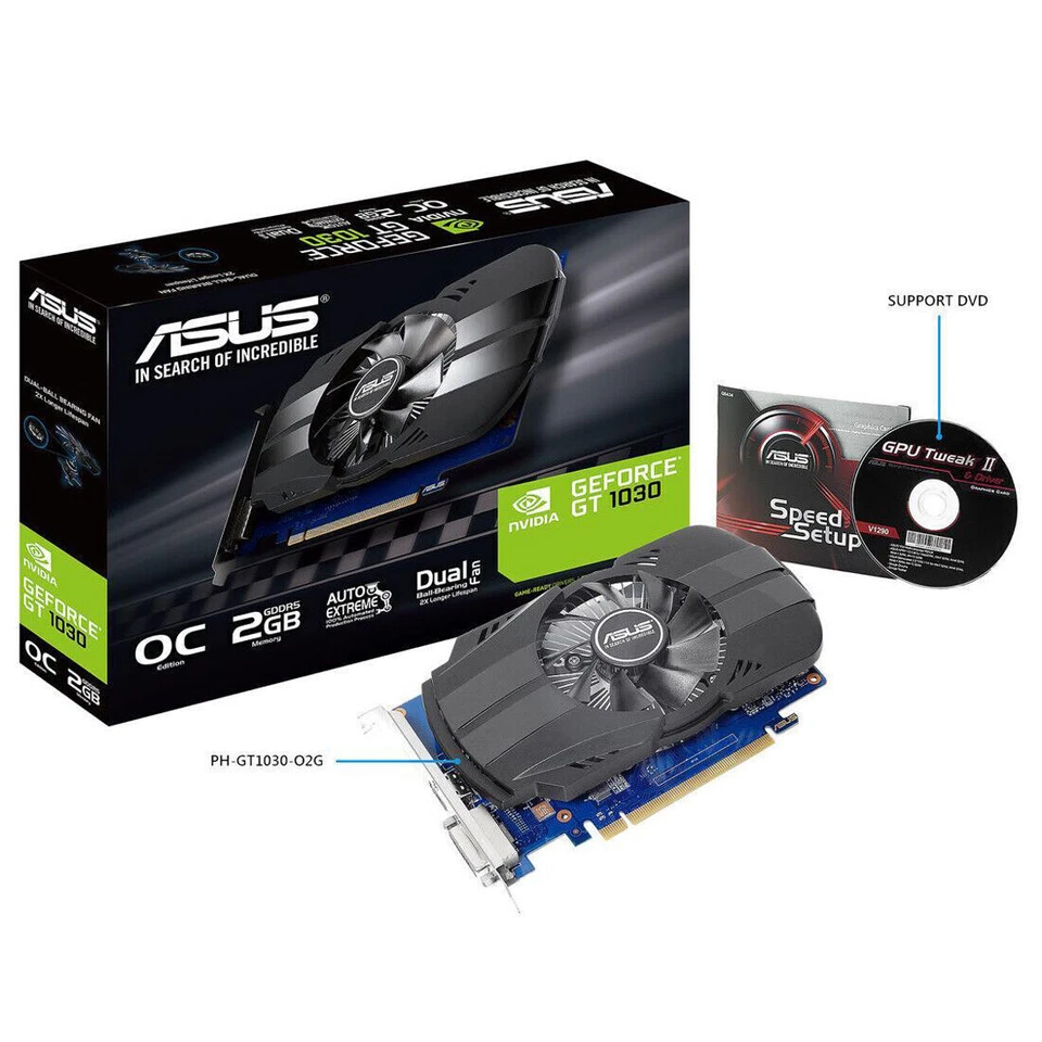 ASUS NVIDIA GeForce GT 1030 Phoenix Fan OC Edition Graphics Card PH-GT1030-O2G - Image 2 of 4
