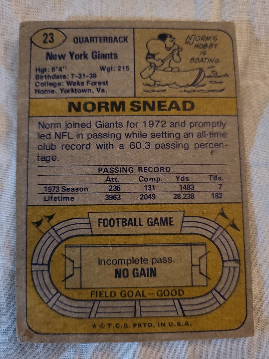 1974 Topps Norm Snead card #23 | eBay