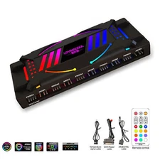12 RGB / ARGB Fan PWM Strip Controller Hub Splitter with Remote for Computer PC