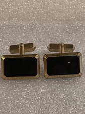 Swank Cufflinks 1/20 12K GF - Black "Onyx" style. Traditional Classic Style. 29