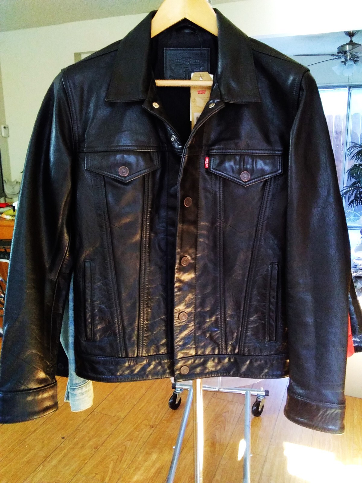 Levi's - Solid Thick Black Buffalo Leather Jacket Men's Size Small