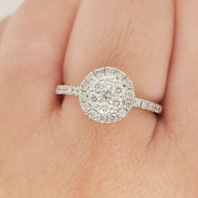Ladies Diamond Ring 18ct White Gold Diamond Cluster Ring NEW RRP $2200