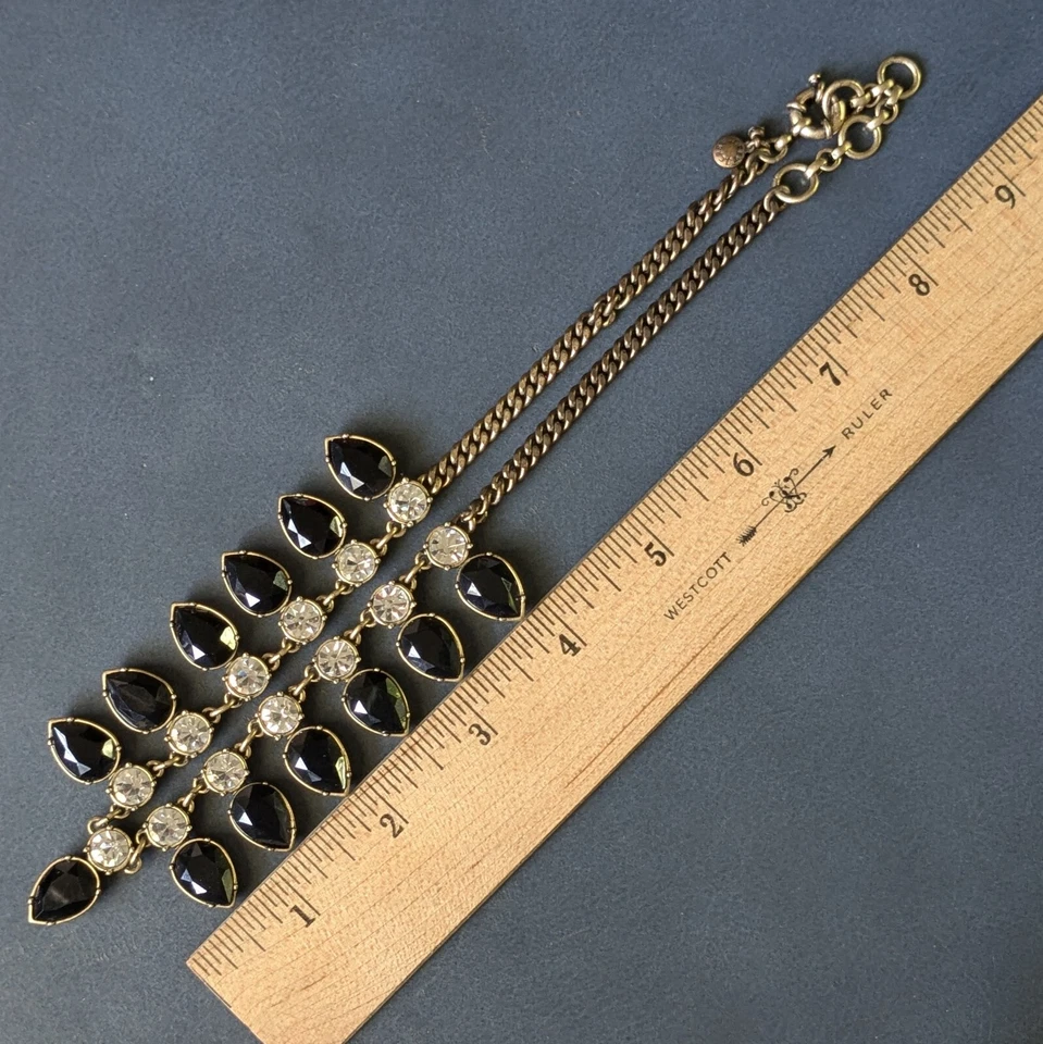 Collar J.Crew Negro Acrílico Y Estrás Transparente Ajustable 16-18" L Foto 4 de 4