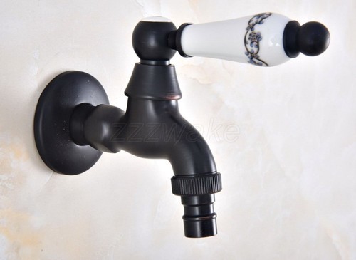 Wall Mounted Oil Rubbed Bronze Garden Sink Faucet Washing Machine Cold Water Tap - Picture 3 of 6