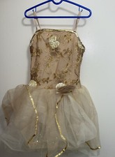Liberts Girls Dance Costume CM M Medium Gold Yellow Floral Ballet Chest 26  