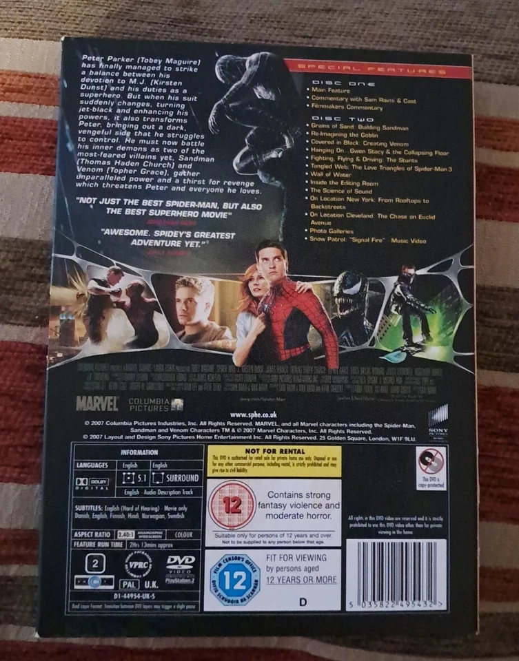Spider-Man 3 (2-Disc Special Edition, DVD) Very Good Condition. - Image 2 of 2