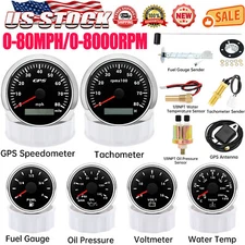 6 Gauge Set 85mm GPS Speedometer 80MPH&Tachometer 8000RPM with Sensor Waterproof