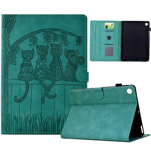 Embossed Cat Case For Samsung Galaxy Tab S8 A9+ A9 A8 A7 Folio Stand Smart Cover - Picture 2 of 19