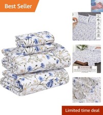 100 Cotton Sheets Queen Size Set - Cooling Percale Bed Sheets - Crispy Soft ...