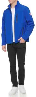 GUESS Men's Solid Zip Up Jacket Softshell Long Sleeve Medium - Main Image