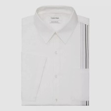  80 Calvin Klein Men's Extra Slim-Fit White Short-Sleeve Stretch Dress Shirt S