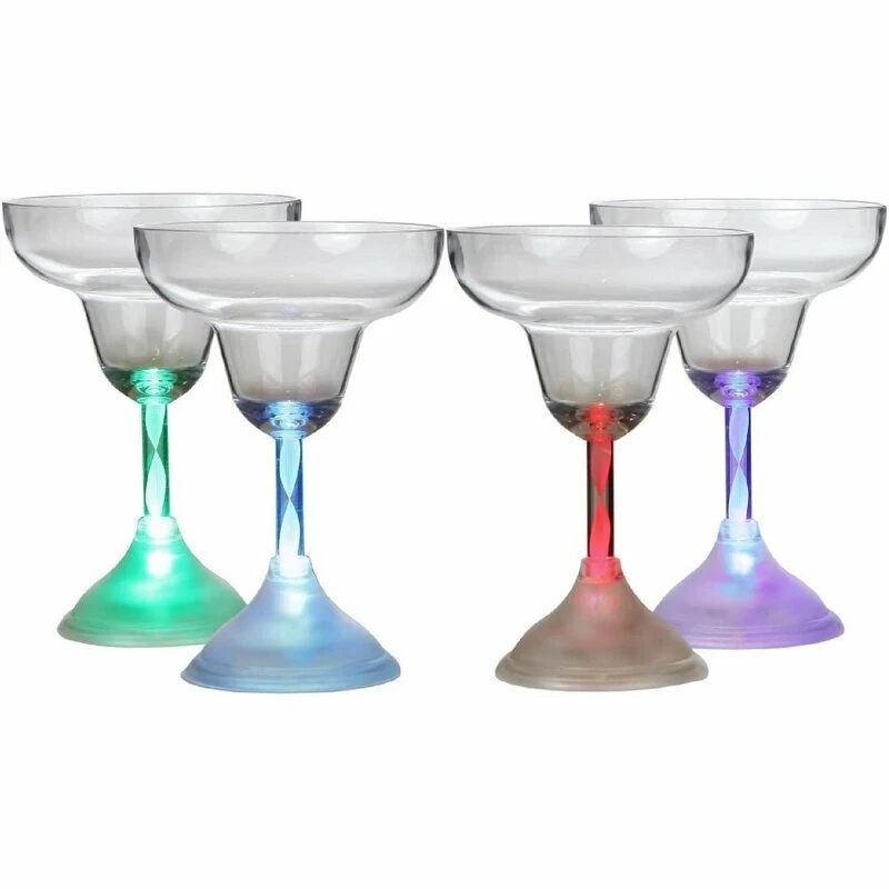 Светодиодные мигающие пластиковые коктейльные бокалы Margarita 8 унций упаковка 4 шт. - Изображение 3 из 4