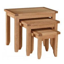 Nest of Tables Solid Oak Lamp Side End Table Three Piece Table Set Assembled