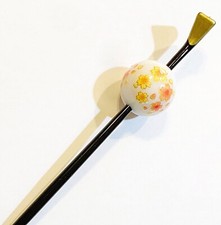 Japanese Geisha Style Hairstick Globe Ball Hair Stick with Sakura Flower Graphic