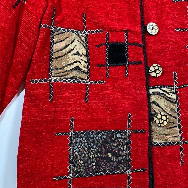 Patchwork Embroidered Button Loop Jacket Blazer A… - image 3