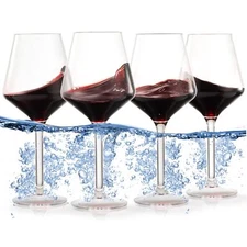 Floating Wine Glasses for Pool 18 Oz | Set of 4 That Float | Shatterproof Poo...
