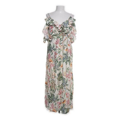 H&M, Kleid, Größe: L, Weiß/Mehrfarbig, Polyester/Viskose, Blumen, Damen #Klh