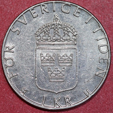Sweden 1978 U Krone, Carl XVI Gustav-   Foreign Coin  25mm