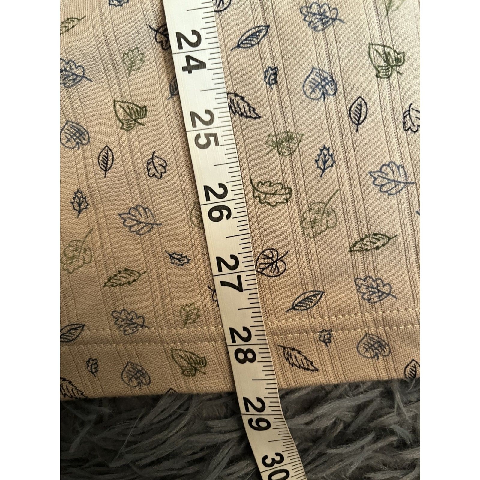 Vintage Basic Editions Beige Leaf Print Cotton Lo… - image 5