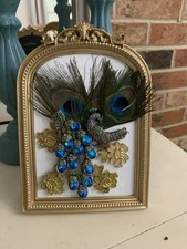 Vintage and Contemporary jewelry art framed Floral