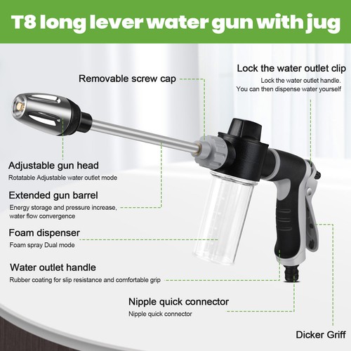 Pistola pulverizadora de agua de alta presión 3 boquilla manguera de jardín tubo césped lavado de autos metal - Imagen 4 de 17