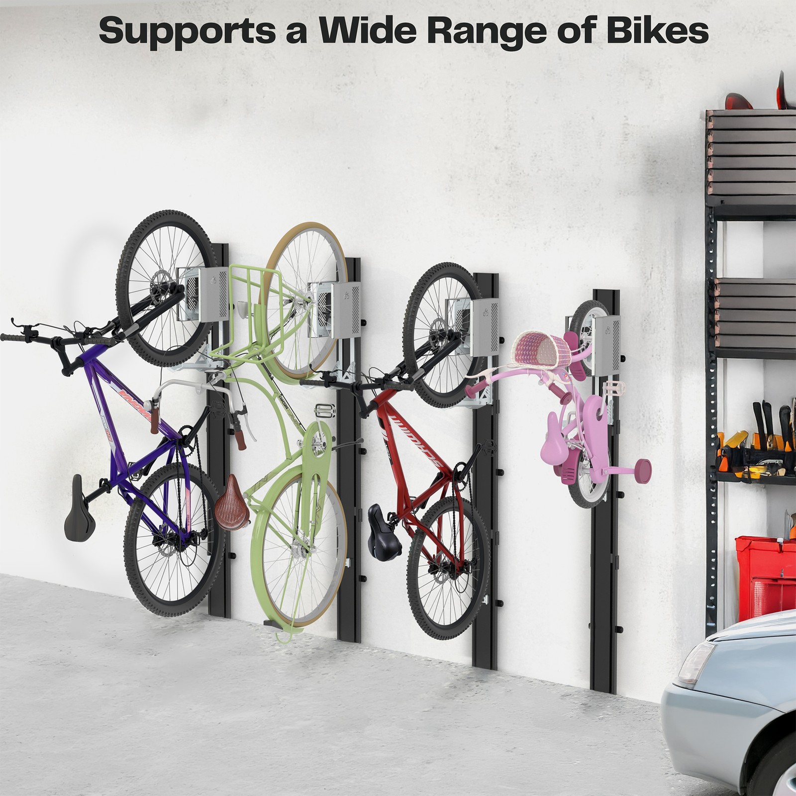 Life Finds Vertical Wall Mounted Bike Rack with Mechanical Lift