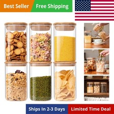 Glass Food Storage Jars 37 oz Set of 6,Glass Storage Containers Clear Glass F...