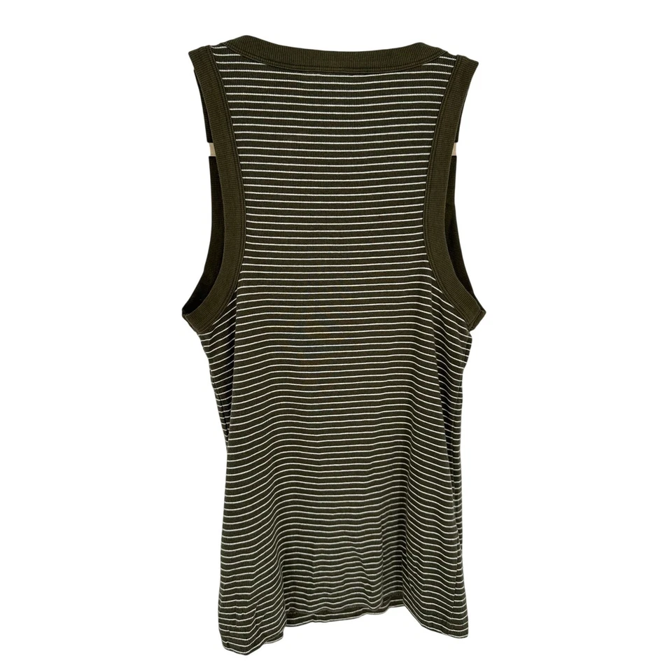 Camiseta sin mangas Banana Republic verde blanca a rayas sin mangas playa informal elástica M Foto 2 de 4