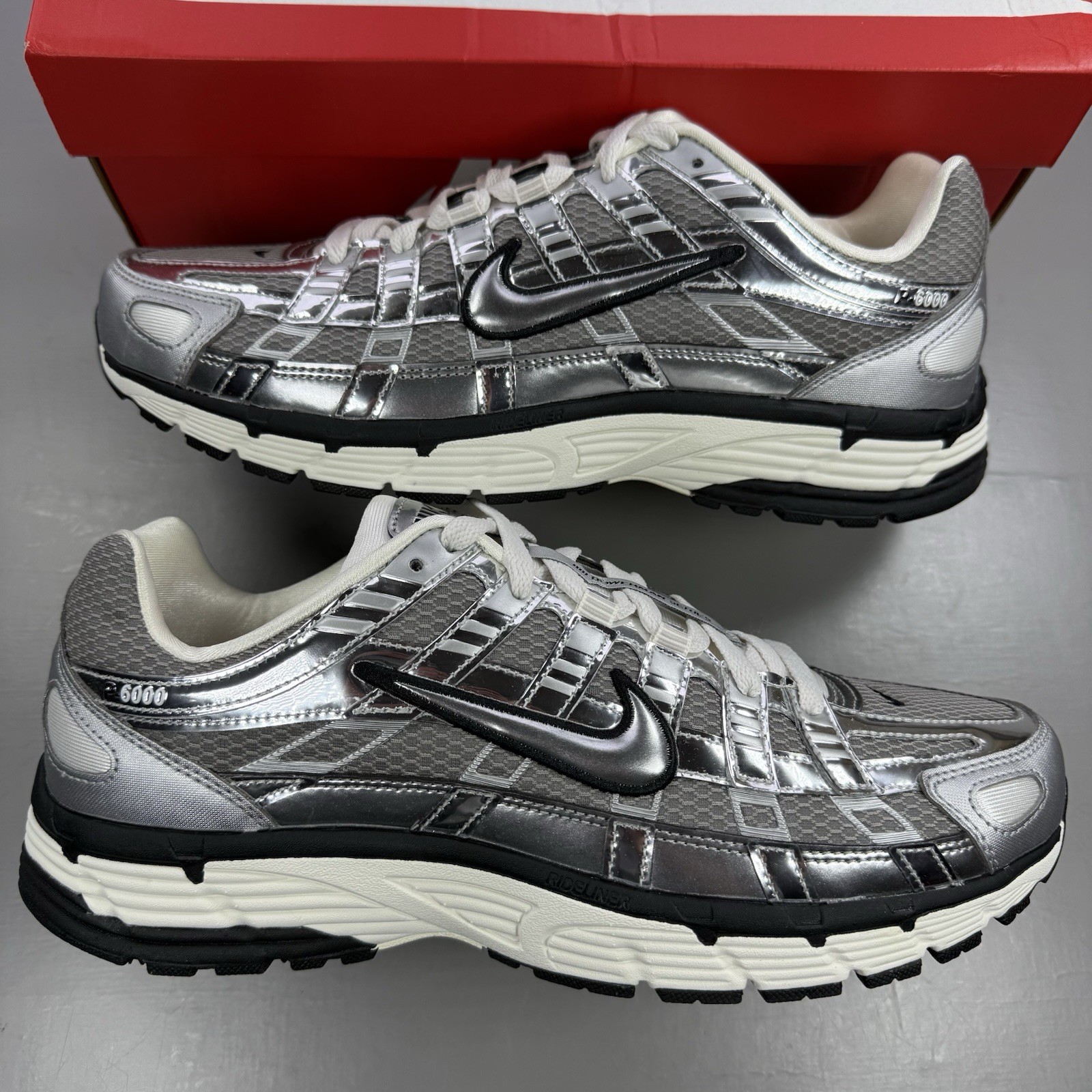 Size 9 - Nike P-6000 Metallic Silver White Black Trainers CN0149-001 image 6