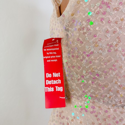 Nightway Sequin Scoop Neck Sleeveless Gown Maxi Dress Sheer Champagne Sz 8 NWT - Picture 12 of 13