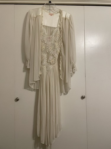 Vintage FLORA NIKROOZ Wedding Peignoir Set Ivory Size Small