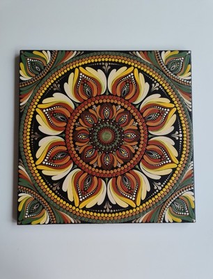 Original Kunst 30cm Gemälde handbemalt Sonnenblume Mandala Wanddeko