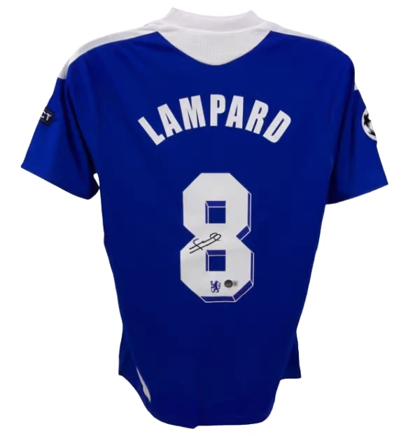 Camiseta de fútbol firmada por Frank Lampard Chelsea Champions League #8 con certificado de autenticidad Beckett Foto 3 de 4