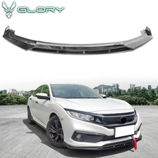 Fits 19-21 Honda Civic IKON V3 Front Bumper Lip Lower Splitter Gloss Black 2PCS