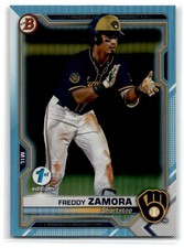 2021 Bowman 1st Edition #BFE-2 Freddy Zamora Sky Blue Milwaukee Brewers