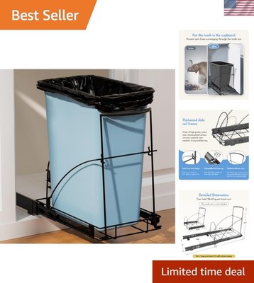 35QT Pullout Waste Container Under Cabinet Kitchen Bin Trash Can Soft Close