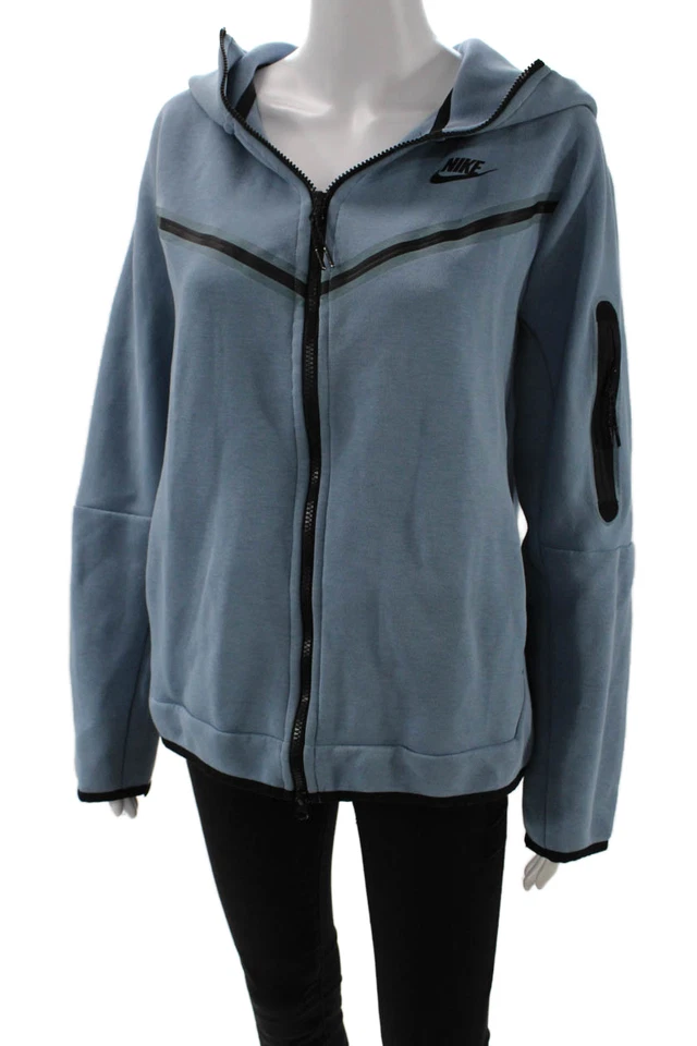 Sudadera con Capucha Nike Unisex Cremallera Completa Azul Manga Larga Talla M Foto 2 de 4