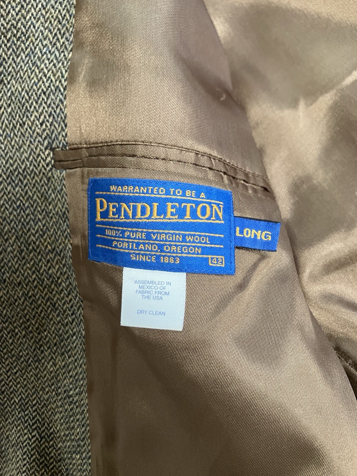 Pendleton Tweed Virgin Wool Herringbone Blazer 42… - image 4