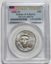 2006 W BURNISHED PLATINUM $50 EAGLE 1/2 OZ COIN PCGS MINT STATE 70 FIRST STRIKE 4342.36 per troy oz