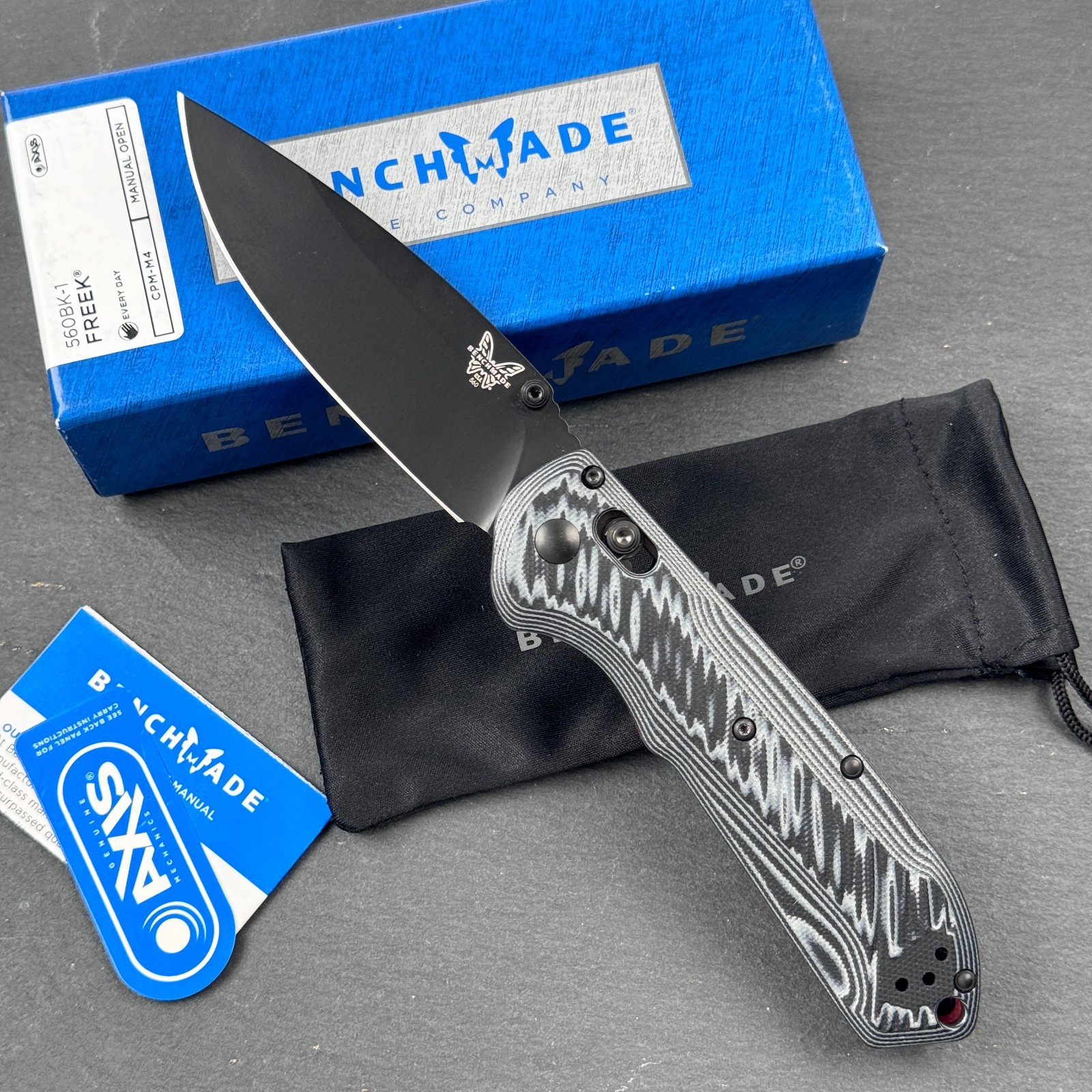 Benchmade Freek 560BK-1 CPM-M4 Gray/Black G10 Handle AXIS Lock Folding Knife
