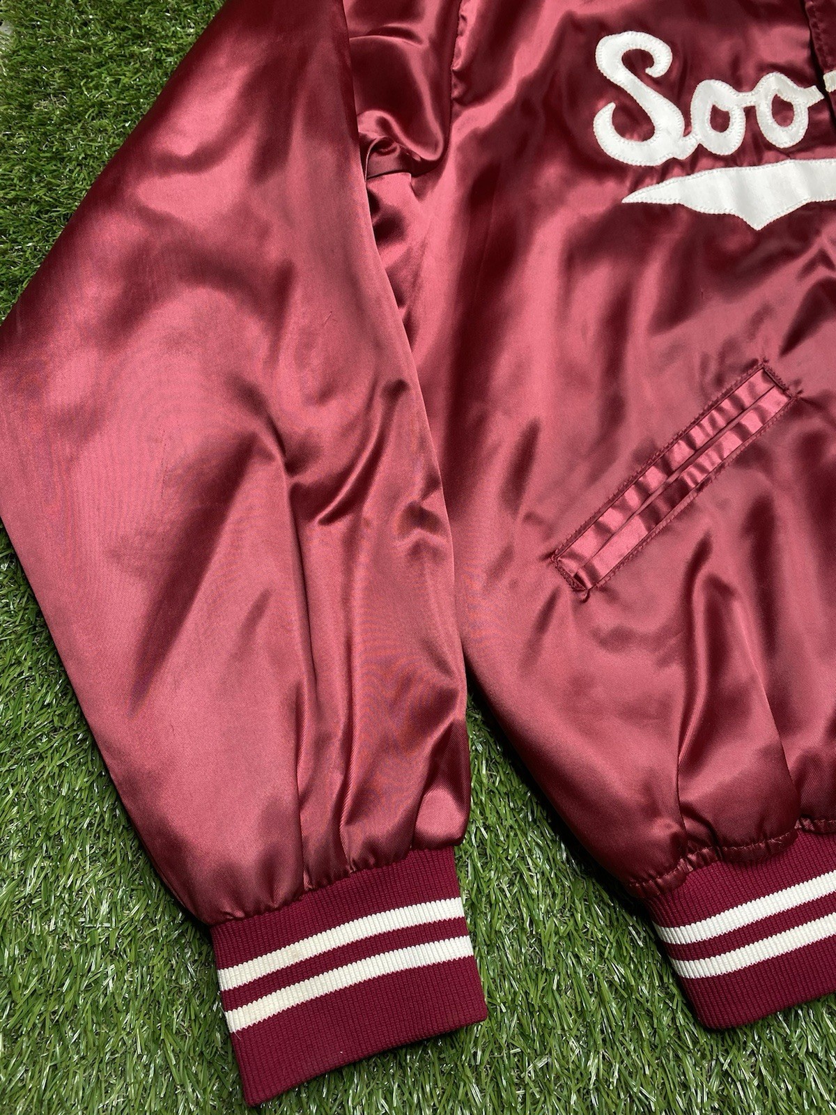 VINTAGE OKLAHOMA SOONERS Satin Jacket XL FELCO Made In USA