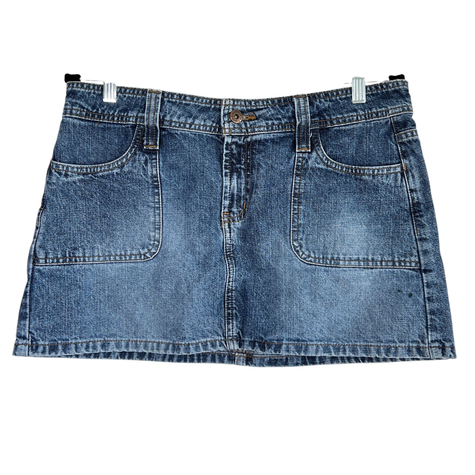 Vintage Y2K L.E.I. Low Rise Denim Micro Mini Jean Skirt Size 11 90s Preppy Indie