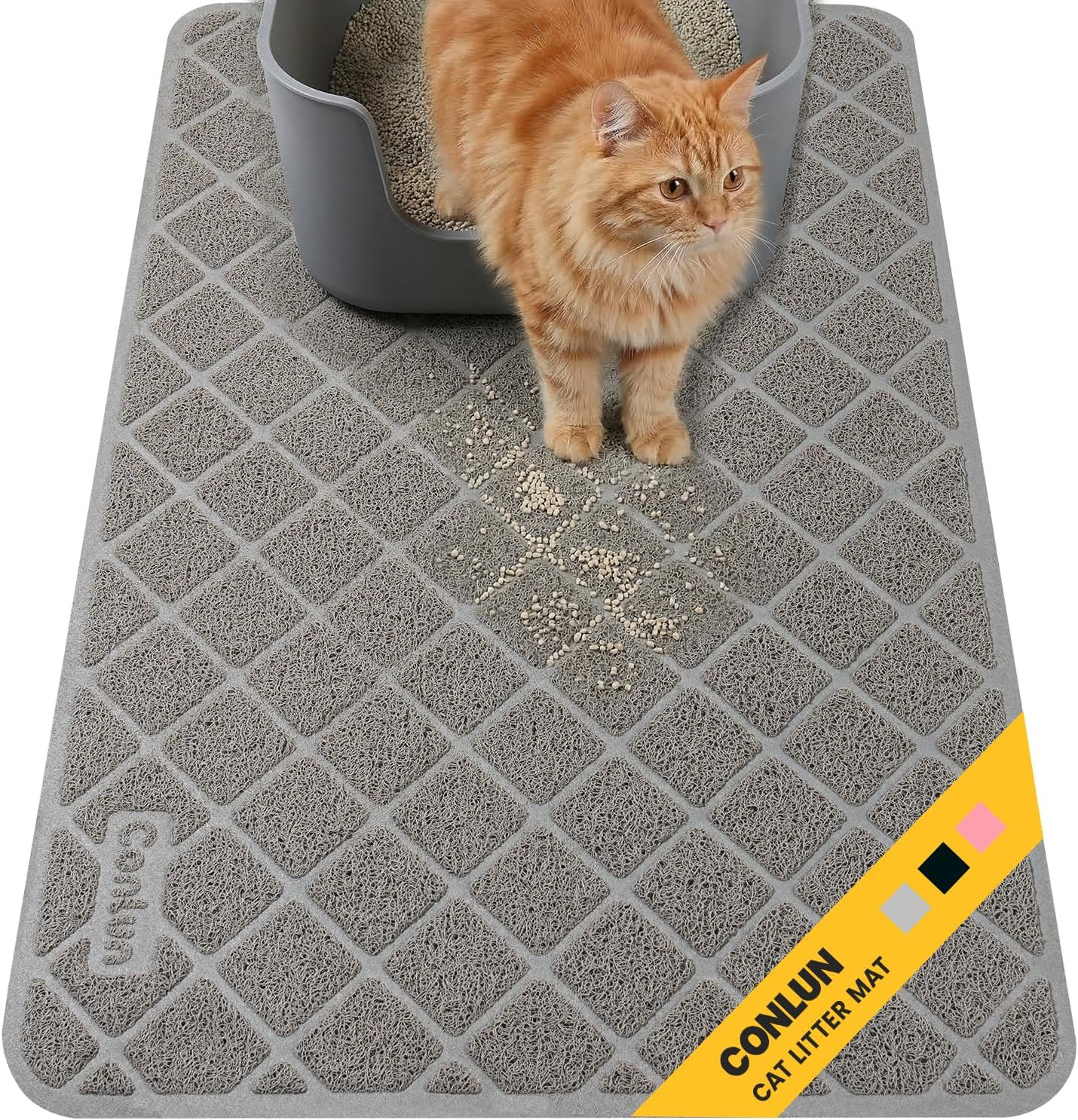 Conlun Cat Litter Mat Litter Trapping Mat, Cat Litter Tray Mat, Premium PVC Grid