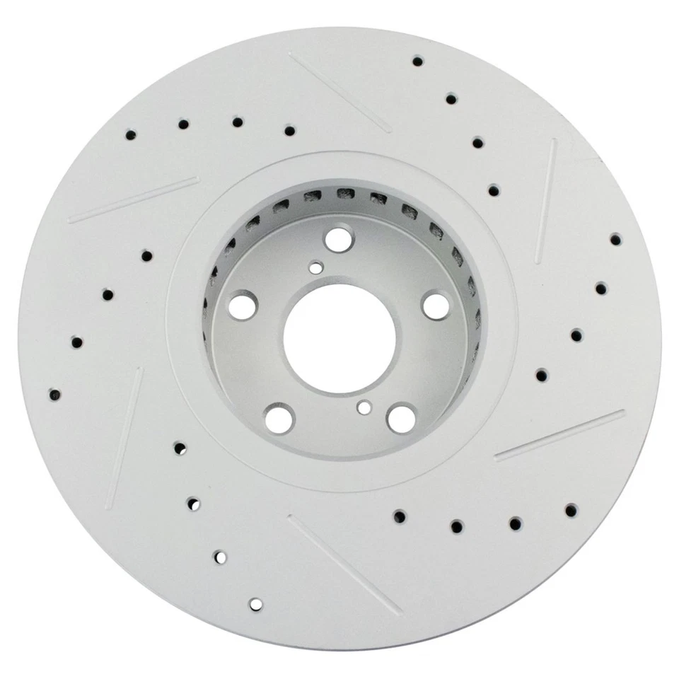 Par de rotores de freno de disco ranurados perforados con recubrimiento en G de rendimiento delantero nuevo Foto 4 de 4