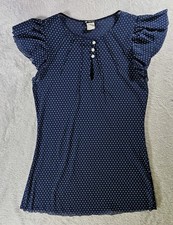 Vintage Y2K Lily White Top Blue Polka Dot Raw...